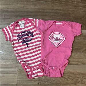Striped and Solid Pink Baby Bodysuit Set